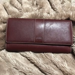 Coach Brown Leather Wallet—removable chk bk cover